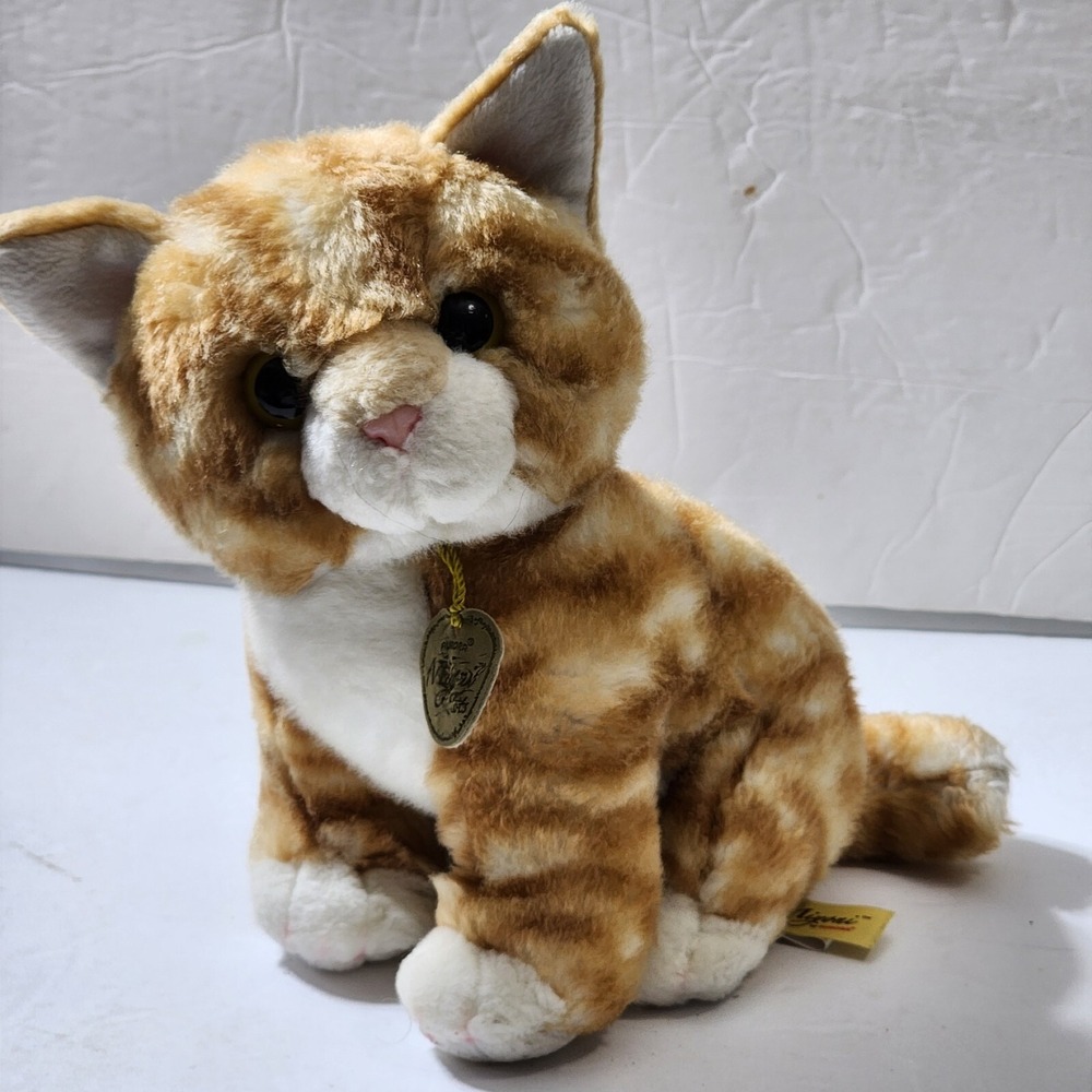 Miyoni Tots by Aurora Orange & White Tabby Cat Kitten Plush 8" tall by 9" wide